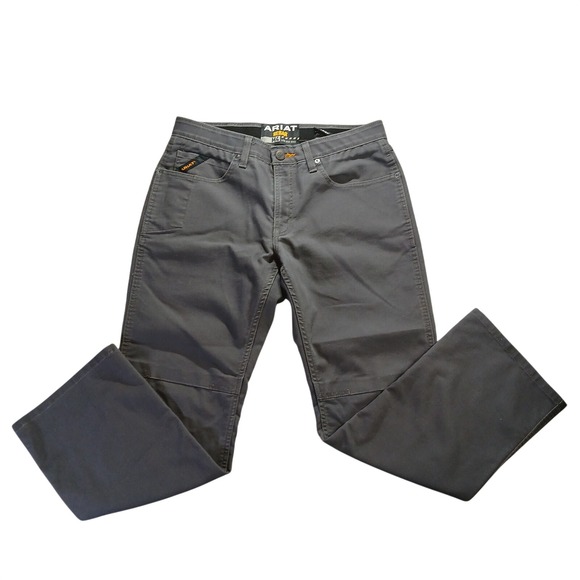 Ariat Rebar M4 Low Rise Boot Cut Work Pants Mens 32x32 Grey Canvas Tough Durable